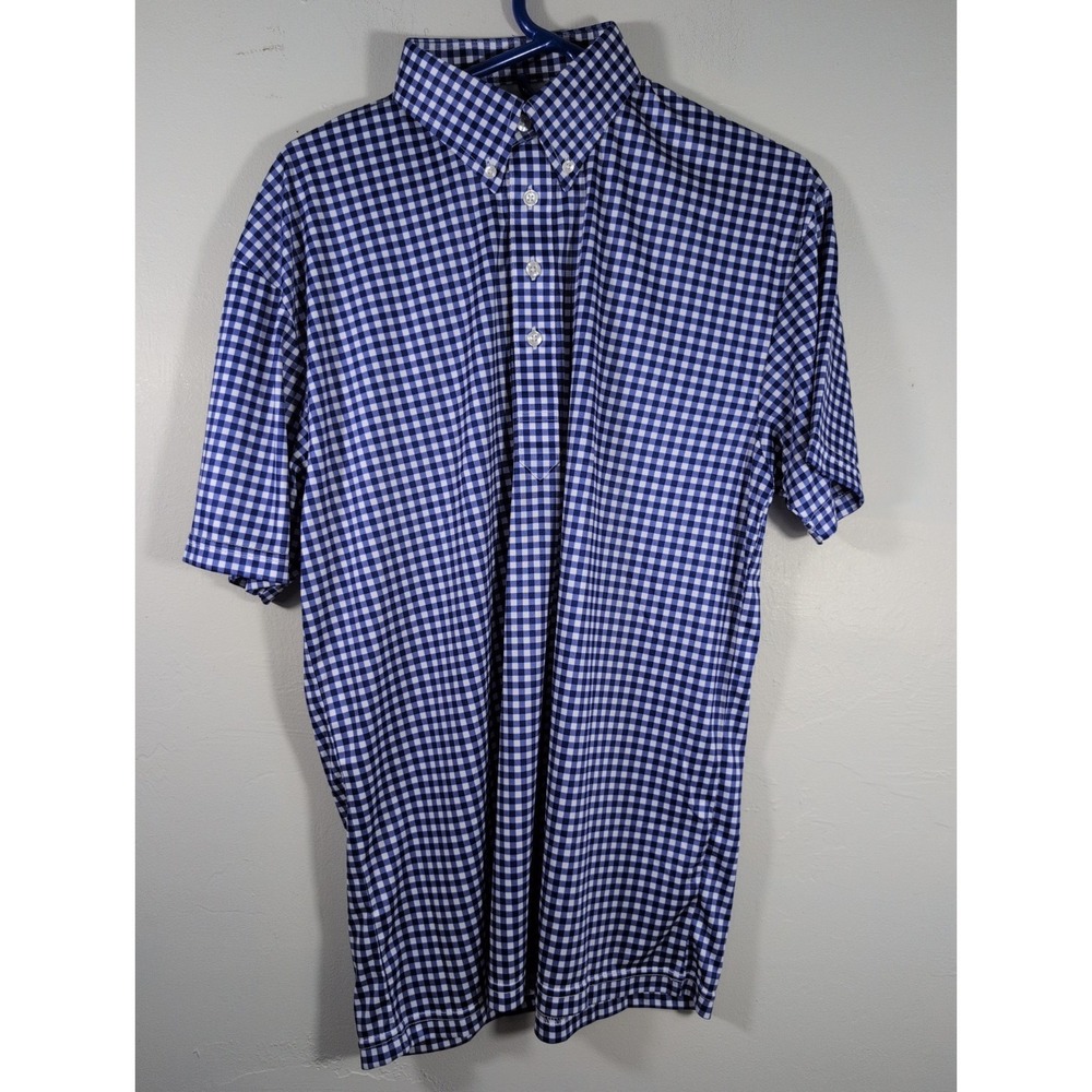 Collars & Co. Men's Short Sleeve Polo Blue & White Large Firm Dress Collar NWOT
